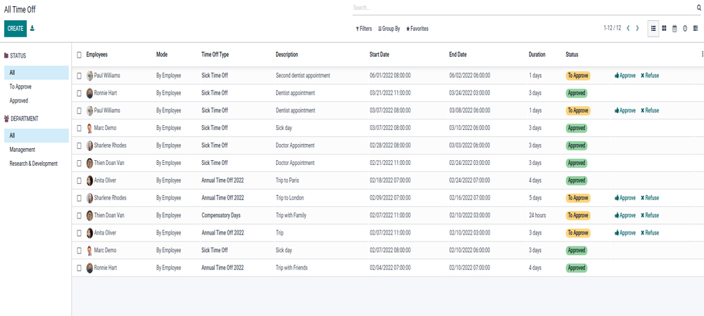 Quản lý chuyên cần Odoo 15