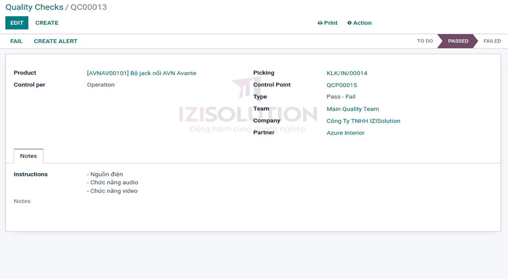 Quản lý chất lượng trong Odoo 15