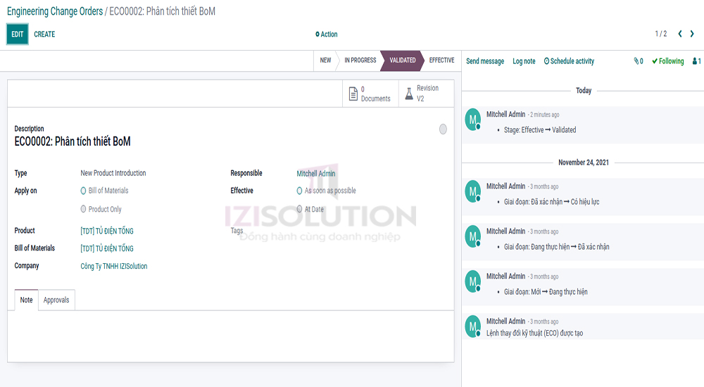 Quản lý vòng đời sản phẩm (PLM) trên phần mềm Odoo 15