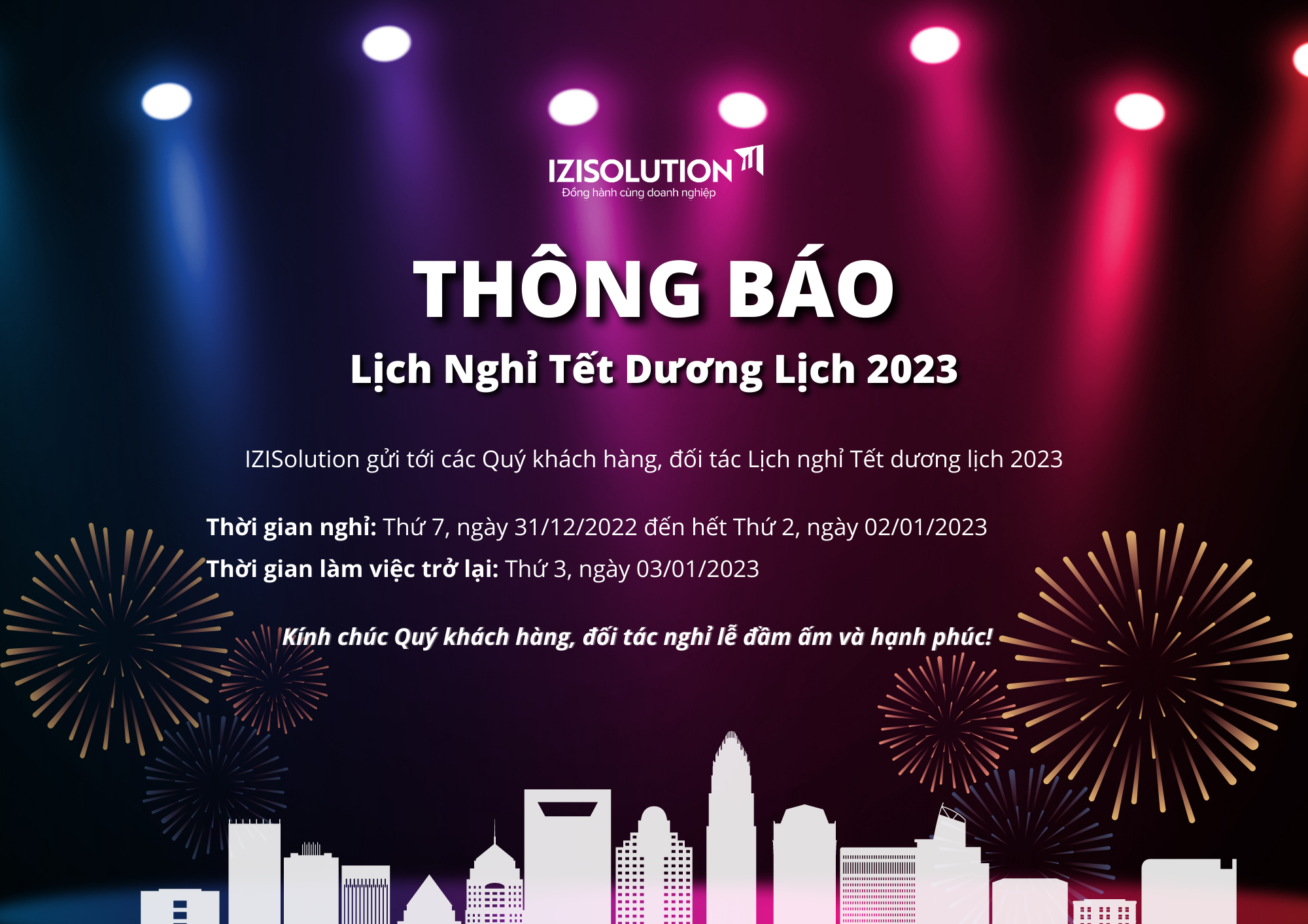THÔNG BÁO NGHỈ TẾT 2023