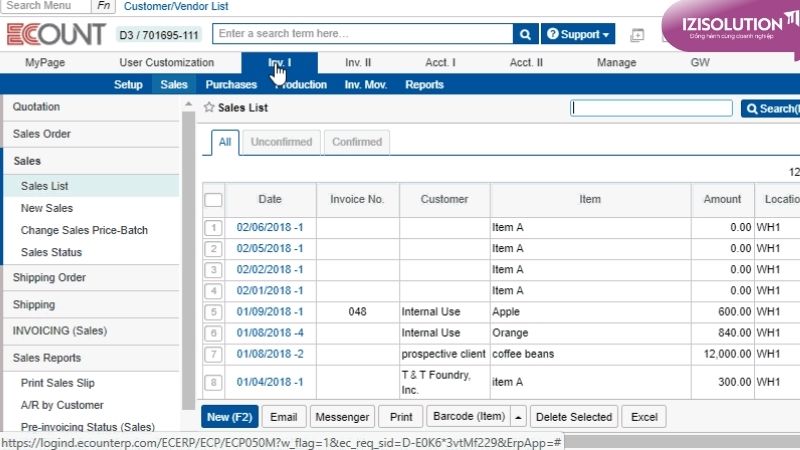 Phần mềm theo dõi sản xuất Ecount